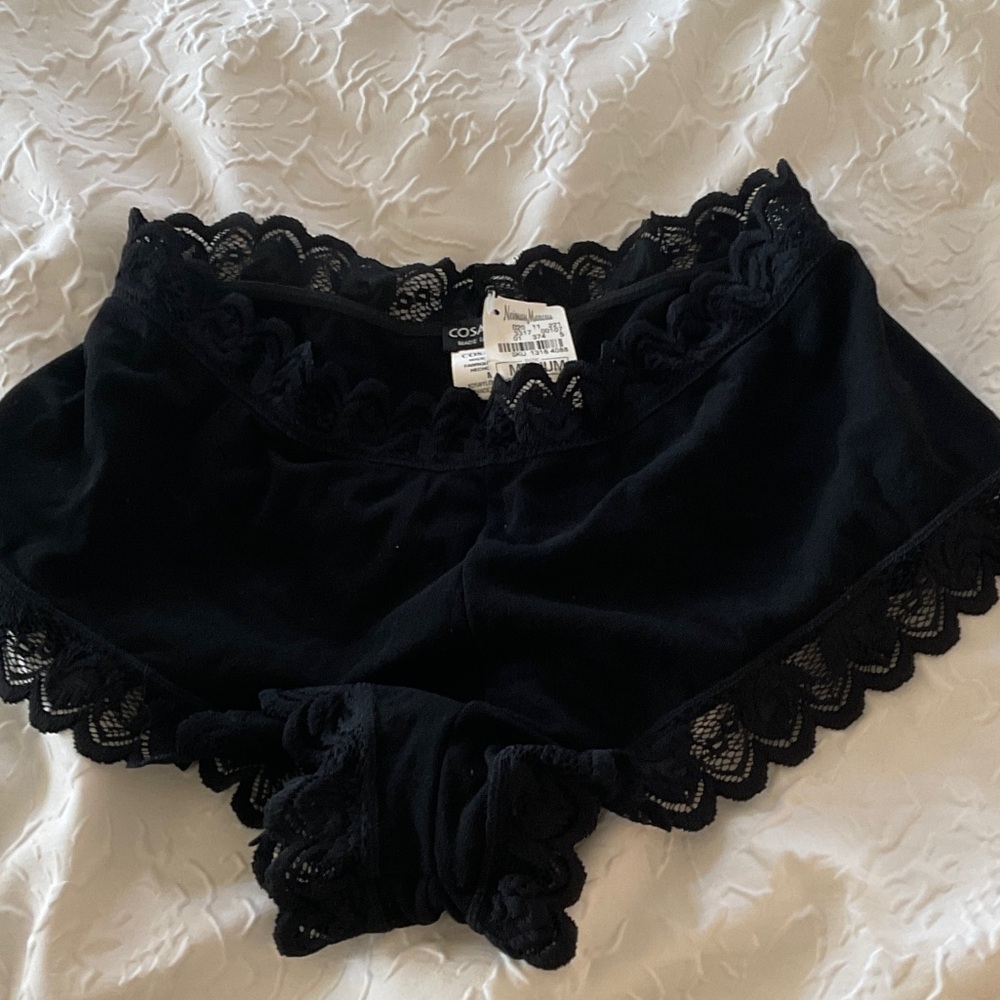 NWT COSABELLA BLACK BOY LACE TRIM SHORTS UNDERWEAR MEDIUM